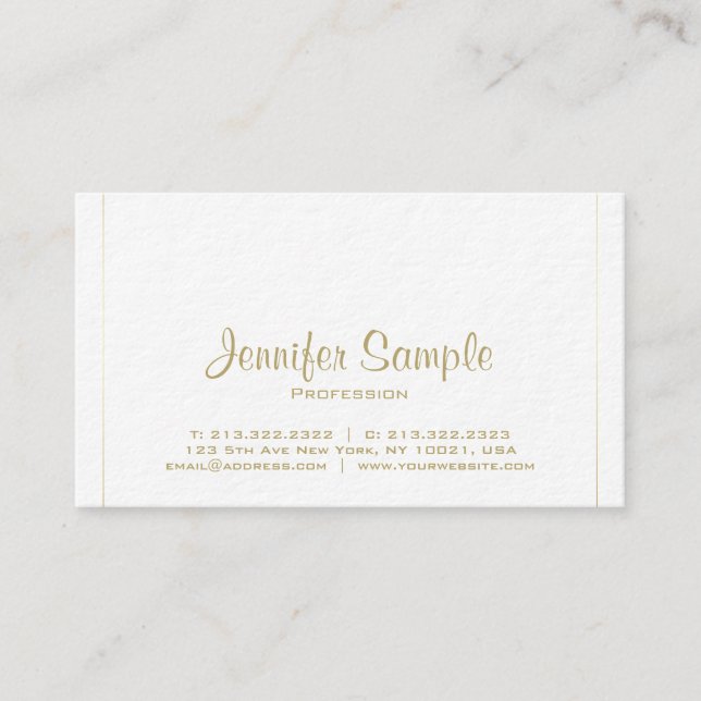 Trendy Handwritten Script Elegant Plain Luxury Business Card (Front)