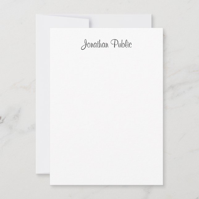 Trendy Handwritten Script Name Modern Minimalist Card (Front)