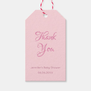 Trendy Handwritten Thank You Text Blush Pink Gift Tags