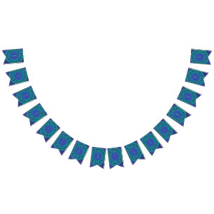 TRENDY HAPPY BIRTHDAY PEACOCK FEATHER BLUE GREEN BUNTING