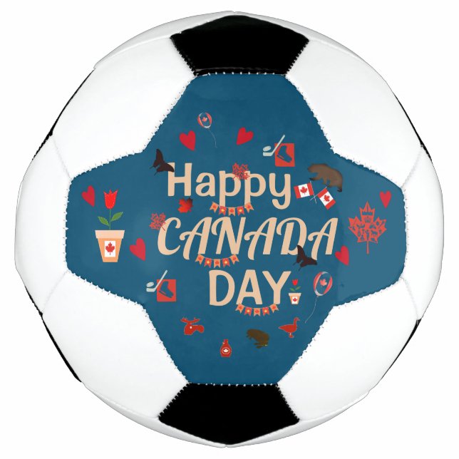 Trendy Happy Canada Day  Soccer Ball (Front)