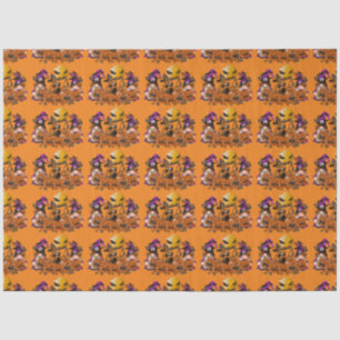 Trendy Happy Halloween Orange Gnome Tissue Paper
