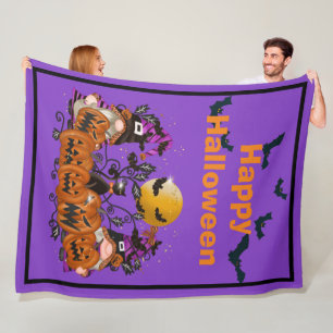 Trendy Happy Halloween Purple Gnome Fleece Blanket
