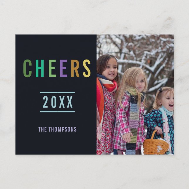 Trendy Happy Holidays Family greeting photo Announcement Postcard (Front)