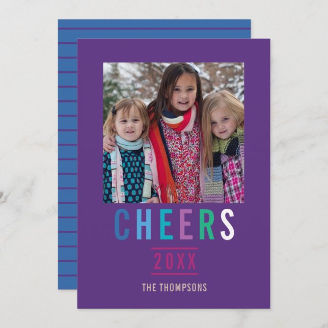 Trendy Happy Holidays Family greeting photo Card (Front/Back)