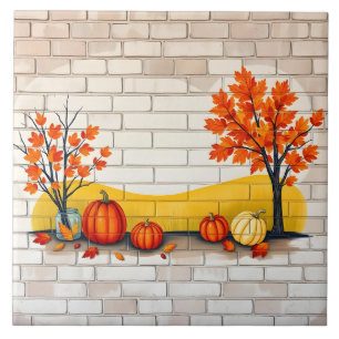 Trendy Happy Thanksgiving Beautiful Fall Ceramic Tile