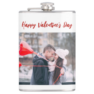 Trendy Happy Valentine's Day Photo Hip Flask