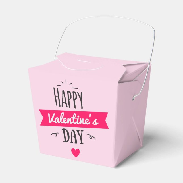Trendy Happy Valentine's Pink Favour Box (Front Side)