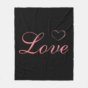 Trendy Heart Grey Calligraphy Love Wedding Fleece Blanket