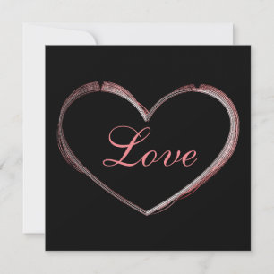 Trendy Heart Grey Calligraphy Love Wedding Holiday Card