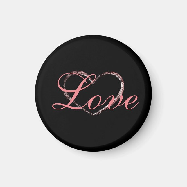 Trendy Heart Grey Calligraphy Love Wedding Magnet (Front)