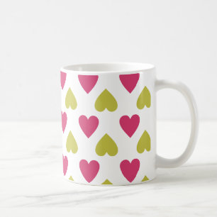 Trendy Heart Pattern   Cute Pink And Green Hearts Coffee Mug