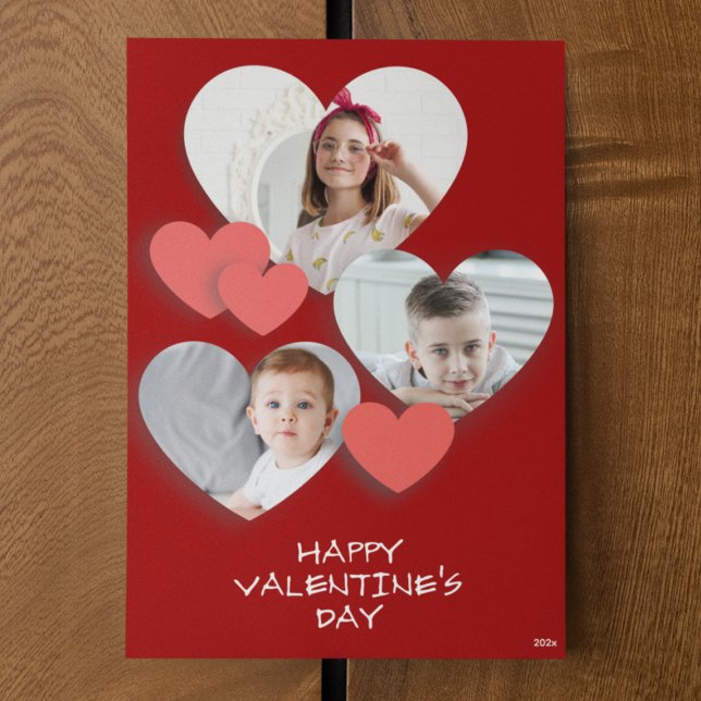 Trendy Heart Photo Collage Red Greeting Card (Creator Uploaded)