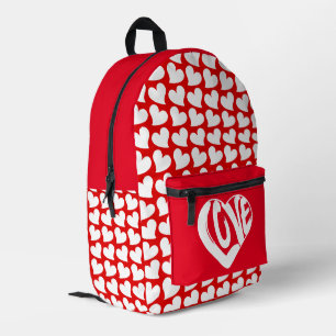 Trendy Hearts And Love Typography Red White Style Printed Backpack