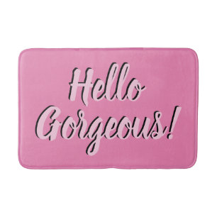 Trendy Hello Gorgeous Girly Pink Bath Mat