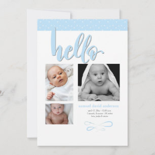 Trendy Hello Photo Birth Announcement