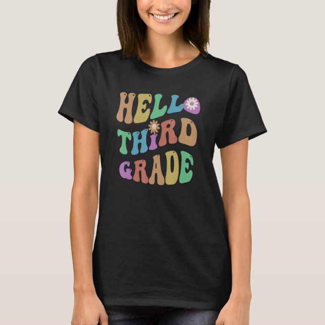Trendy Hello Third Grade Teacher Hello 3rd Gr Vint T-Shirt (Front)