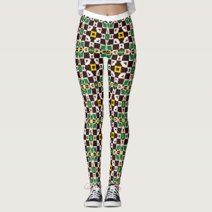 Trendy Hexagonal Tribal Pattern Leggings