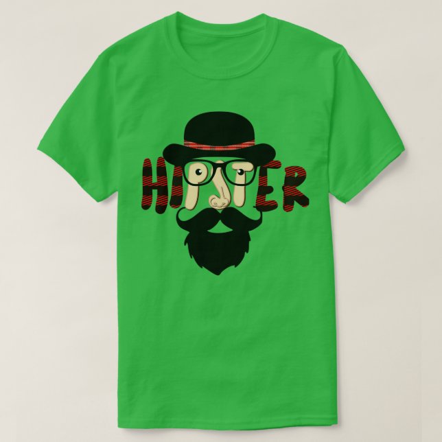 TRENDY HIPSTER SHIRT FLANNEL GLASSES AND HAT (Design Front)