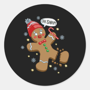 Trendy Holiday Apparel Gingerbread Man Oh Snap Chr Classic Round Sticker