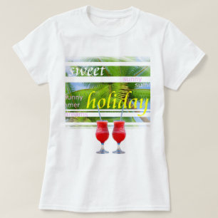 Trendy Holiday Palms Sky White Elegant Template T-Shirt