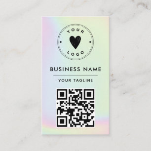 Trendy Holographic Add Your Logo & QR Code Vibrant Business Card