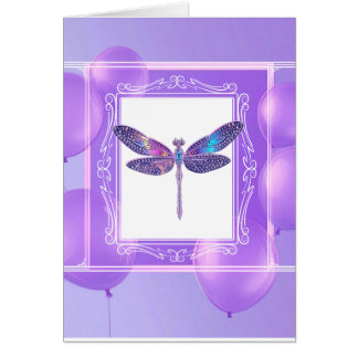 Trendy Holographic Dragonfly Greeting Card