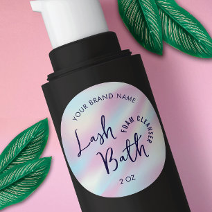 Trendy Holographic Girly Lash Bath Cleanser Label