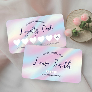 Trendy Holographic Hairstylist Nails Beauty Salon Loyalty Card