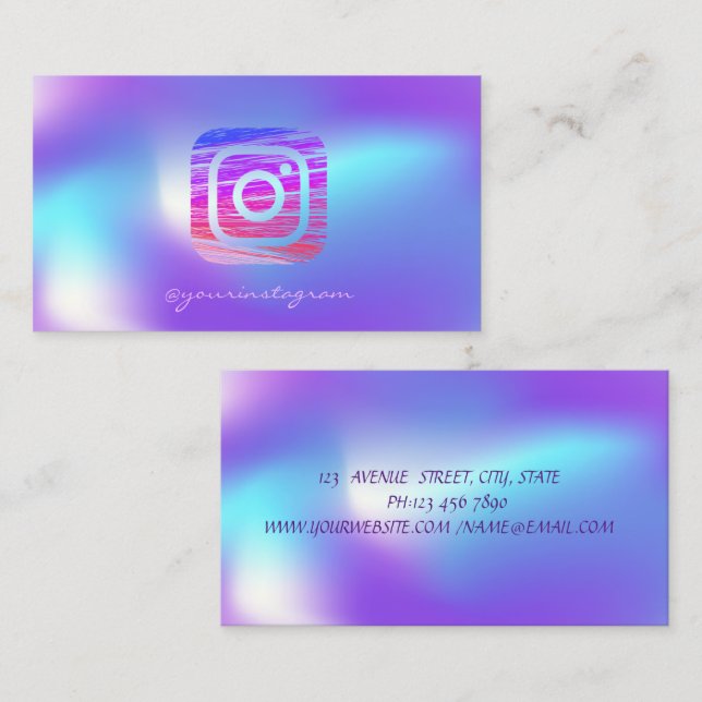 Trendy Holographic Instagram Social Media Business Card (Front/Back)