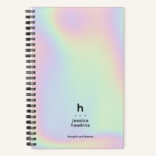 Trendy Holographic Iridescent Modern Monogram Notebook
