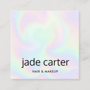 Trendy Holographic Iridescent Name Square Business Card
