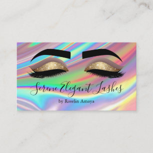 Trendy Holographic Lash Tech Makeup Artist Business Card