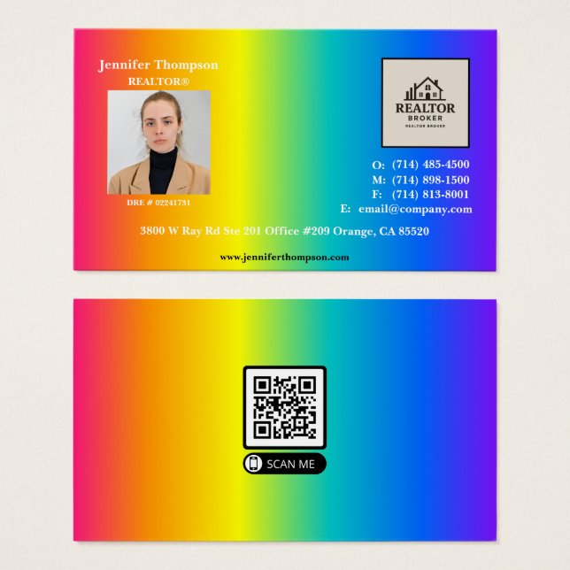 Trendy Holographic Rainbow Business Card (Front & Back)