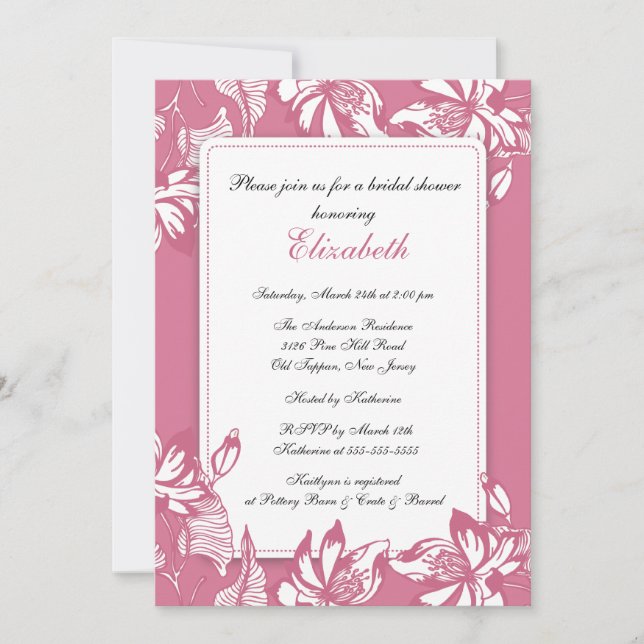 Trendy Honeysuckle Floral Bridal Shower Invitation (Front)
