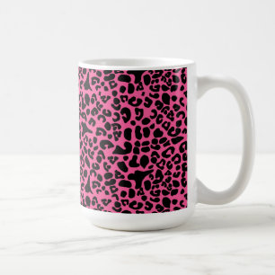 Trendy Hot Pink and Black Modern Leopard Print Coffee Mug