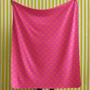 Trendy Hot Pink and Orange Glitter Heart  Fleece Blanket