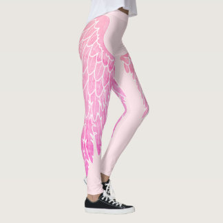 Trendy Hot Pink Angel Wings Leggings