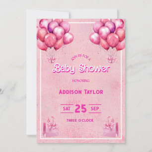 Trendy Hot Pink Barbiedoll Baby Shower Invitation
