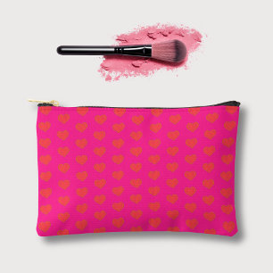 Trendy Hot Pink & Beautiful Heart Pattern Accessory Pouch