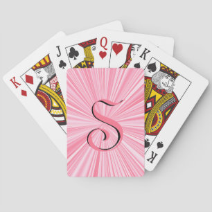 Trendy Hot Pink Colour Burst Monogram Initial Mous Playing Cards