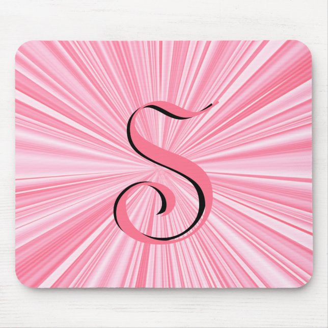 Trendy Hot Pink Colour Burst Monogram Initial Mouse Pad (Front)