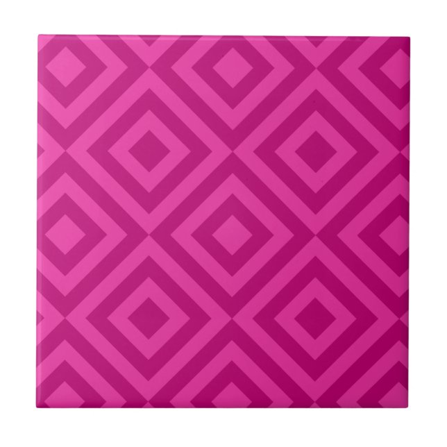 Trendy Hot Pink Diamond Pattern Tile (Front)