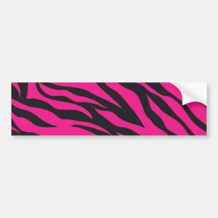 Trendy Hot Pink Fuchsia Black Zebra Stripes Print Bumper Sticker
