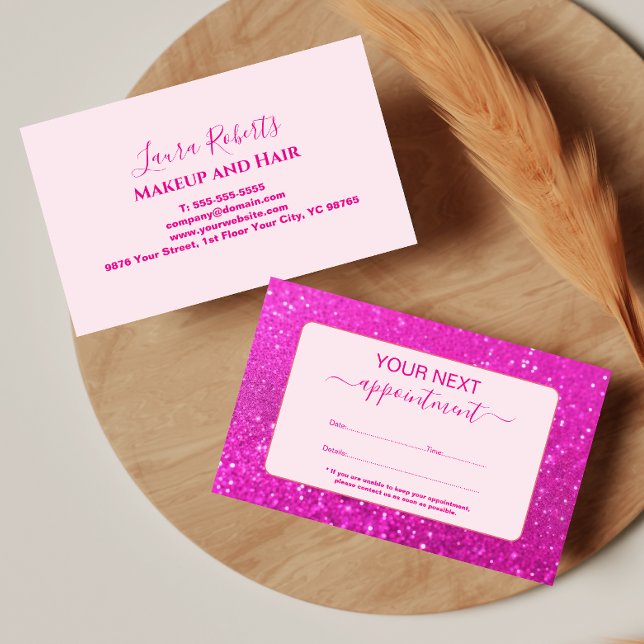 Trendy Hot Pink Glam Design Appointment Card (Creator Uploaded)