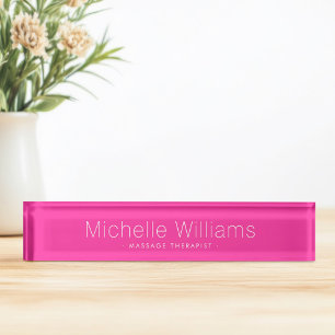 Trendy hot pink modern minimal nameplate