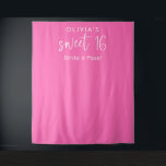 Trendy Hot Pink Name Sweet 16 Party Backdrop Tapestry<br><div class="desc">Trendy Hot Pink Name Sweet 16 Party Backdrop A vibrant background for your fun party photos with the 16th birthday party girl,  with a set informal script for Sweet 16 and the rest of the text you can easily personalise.</div>