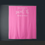Trendy Hot Pink Name Sweet 16 Party Backdrop Tapestry<br><div class="desc">Trendy Hot Pink Name Sweet 16 Party Backdrop A vibrant background for your fun party photos with the 16th birthday party girl,  with a set informal script for Sweet 16 and the rest of the text you can easily personalise.</div>