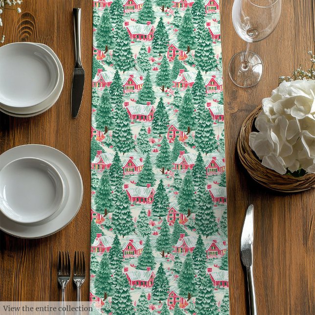 Trendy hot pink red preppy Christmas table runner (Trendy hot pink red preppy Christmas table runner)