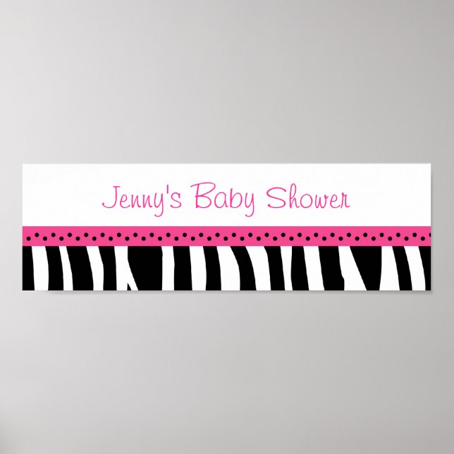 Trendy Hot Pink Zebra Print Banner Sign (Front)